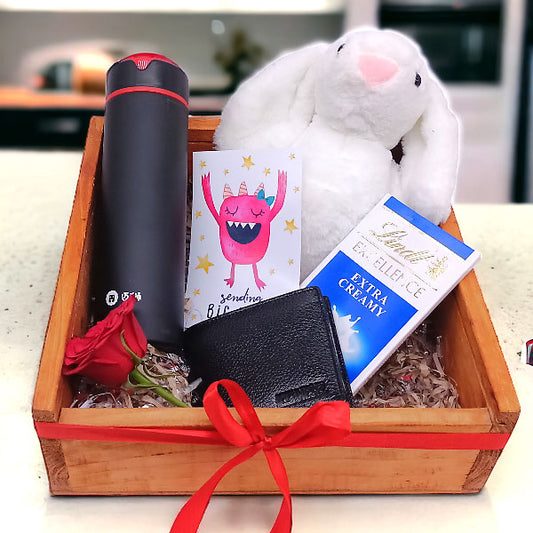 Best Combo: Cute Bunny, Chocolates, Water Bottle & Greeting Card