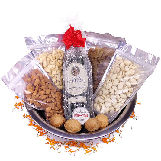 Exquisite Hamper: Wine Infused with Delectable Dry Nuts