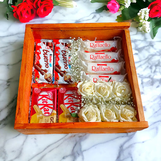 Box of Delight: Chocolates and Roses for the Chocolate Lover