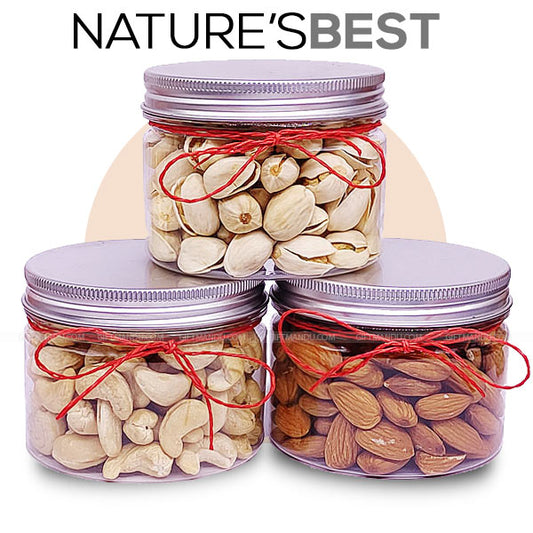 Natural Nut Trio: Cashews, Pistachios, and Almonds