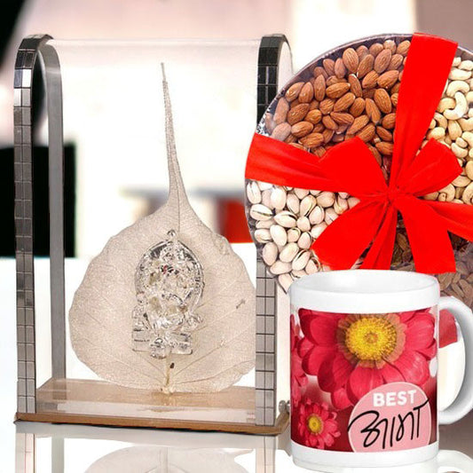 Mother's Day Special: Peepal Silver Ganesh Ji, Dry Nuts Tray, and Best Aama Mug