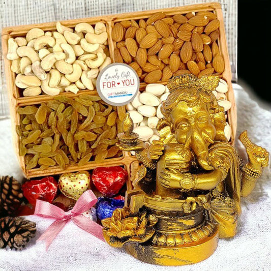Ganesha's Nutty Delight: Dry Nuts & Chocolate Blessing